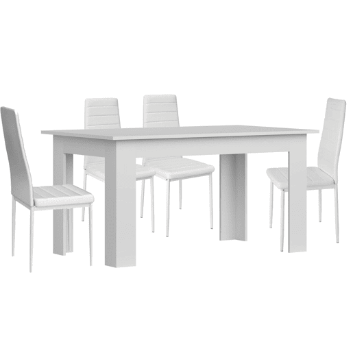 Pack Mesa de Jantar ou Cozinha + 4 Cadeiras em Couro Sintéticometal