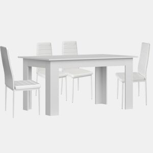 Pack Mesa de Jantar ou Cozinha + 4 Cadeiras em Couro Sintéticometal