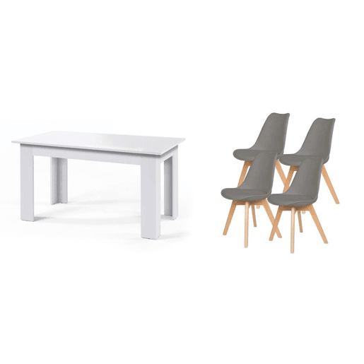 Pack Mesa Fixa de Jantar ou Cozinha + 4 Cadeiras NĂ³rdicas Pack Mesa Fixa de Jantar ou Cozinha + 4 Cadeiras NĂ³rdicas