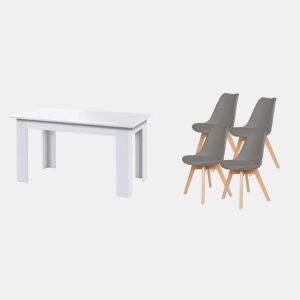 Pack Mesa Fixa de Jantar ou Cozinha + 4 Cadeiras Nórdicas