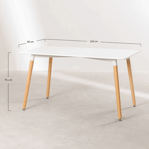 Pacote de mesa retangular nórdica + 4 cadeiras brancas estilo nórdico