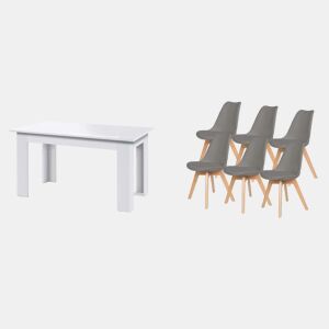 Pack Mesa Fixa de Jantar ou Cozinha + 6 Cadeiras Nórdicas