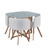 Mesa Quadrada de Vidro + 4 Cadeiras Poli-Couro