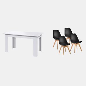 Pack Mesa Fixa de Jantar ou Cozinha + 4 Cadeiras Nórdicas