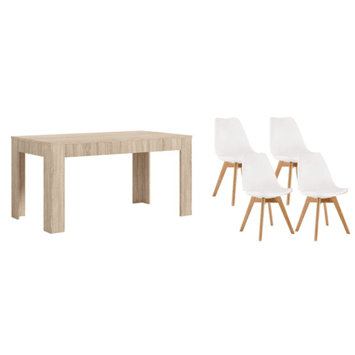 Pack Mesa de jantar ou cozinha extensível + 4 cadeiras nórdicas Pack Mesa de jantar ou cozinha extensível + 4 cadeiras nórdicas