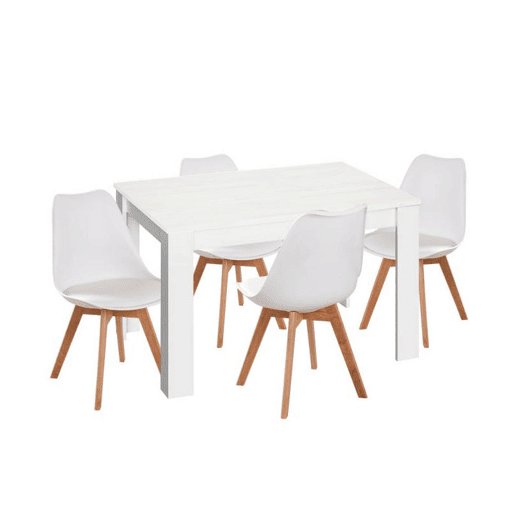Pack Mesa de jantar ou cozinha extensível + 4 cadeiras nórdicas Pack Mesa de jantar ou cozinha extensível + 4 cadeiras nórdicas
