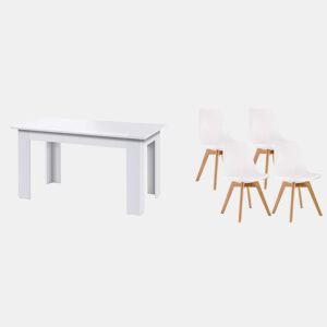 Pack Mesa Fixa de Jantar ou Cozinha + 4 Cadeiras Nórdicas
