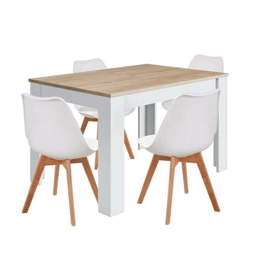 Pack Mesa Fixa de Jantar ou Cozinha + 4 Cadeiras Nórdicas Pack Mesa Fixa de Jantar ou Cozinha + 4 Cadeiras Nórdicas