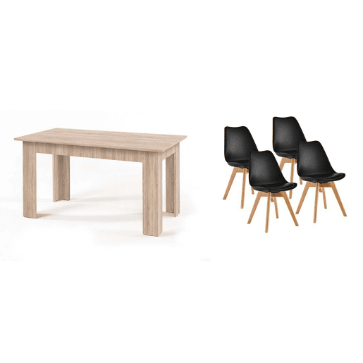 Pack Mesa Fixa de Jantar ou Cozinha + 4 Cadeiras Nórdicas