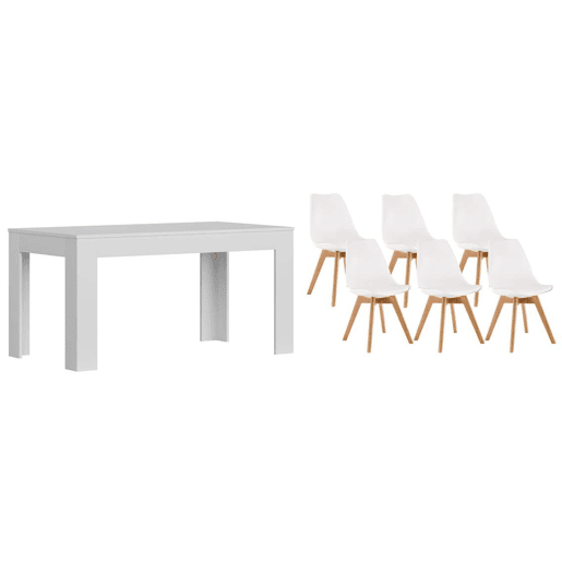 Pack Mesa de jantar ou cozinha extensível + 6 cadeiras nórdicas Pack Mesa de jantar ou cozinha extensível + 6 cadeiras nórdicas