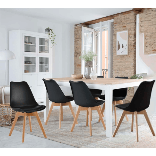 Pack Mesa de jantar ou cozinha extensível + 6 cadeiras nórdicas Pack Mesa de jantar ou cozinha extensível + 6 cadeiras nórdicas