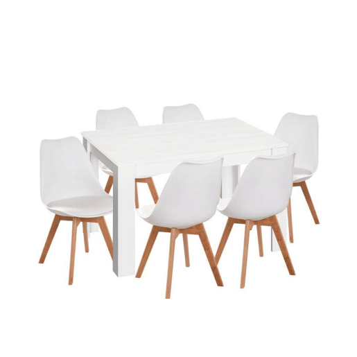 Pack Mesa de jantar ou cozinha extensível + 6 cadeiras nórdicas Pack Mesa de jantar ou cozinha extensível + 6 cadeiras nórdicas
