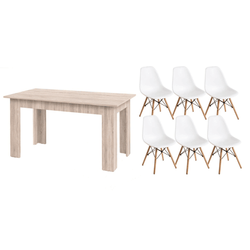 Pack Mesa de Jantar Fixa ou Cozinha + 6 Cadeiras Estilo NĂ³rdico Pack Mesa de Jantar Fixa ou Cozinha + 6 Cadeiras Estilo NĂ³rdico