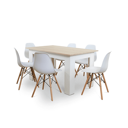 Pack Mesa de Jantar Fixa ou Cozinha + 6 Cadeiras Estilo NĂ³rdico Pack Mesa de Jantar Fixa ou Cozinha + 6 Cadeiras Estilo NĂ³rdico