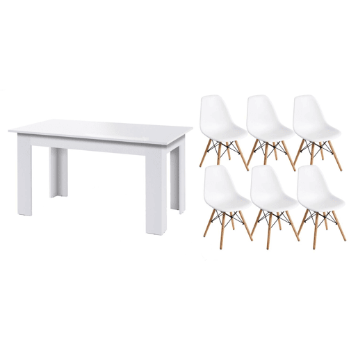 Pack Mesa de Jantar Fixa ou Cozinha + 6 Cadeiras Estilo NĂ³rdico Pack Mesa de Jantar Fixa ou Cozinha + 6 Cadeiras Estilo NĂ³rdico