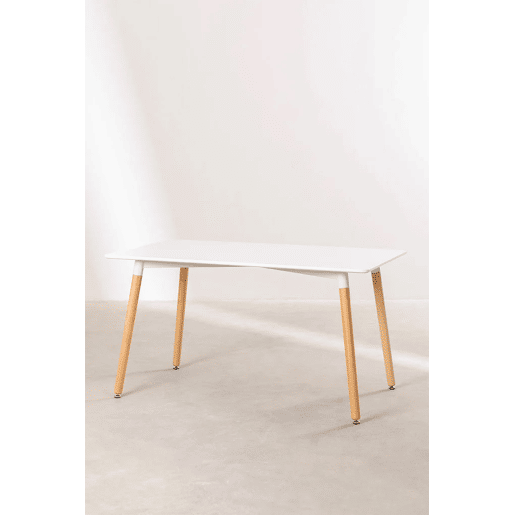 Pacote de mesa retangular nórdica + 6 cadeiras brancas estilo nórdico Pacote de mesa retangular nórdica + 6 cadeiras brancas estilo nórdico