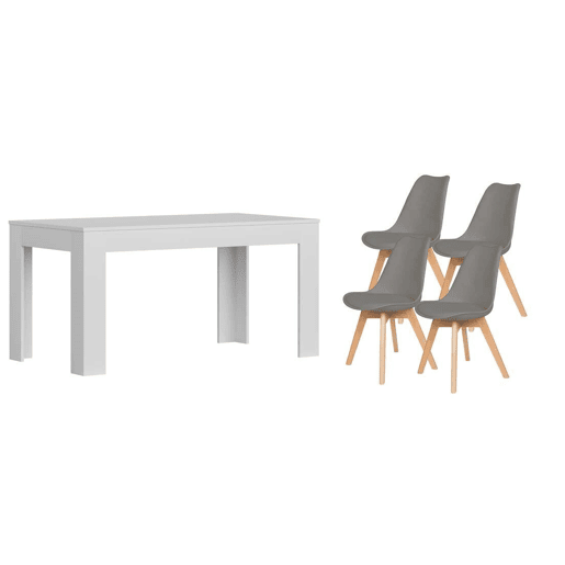 Pack Mesa de jantar ou cozinha extensível + 4 cadeiras nórdicas Pack Mesa de jantar ou cozinha extensível + 4 cadeiras nórdicas