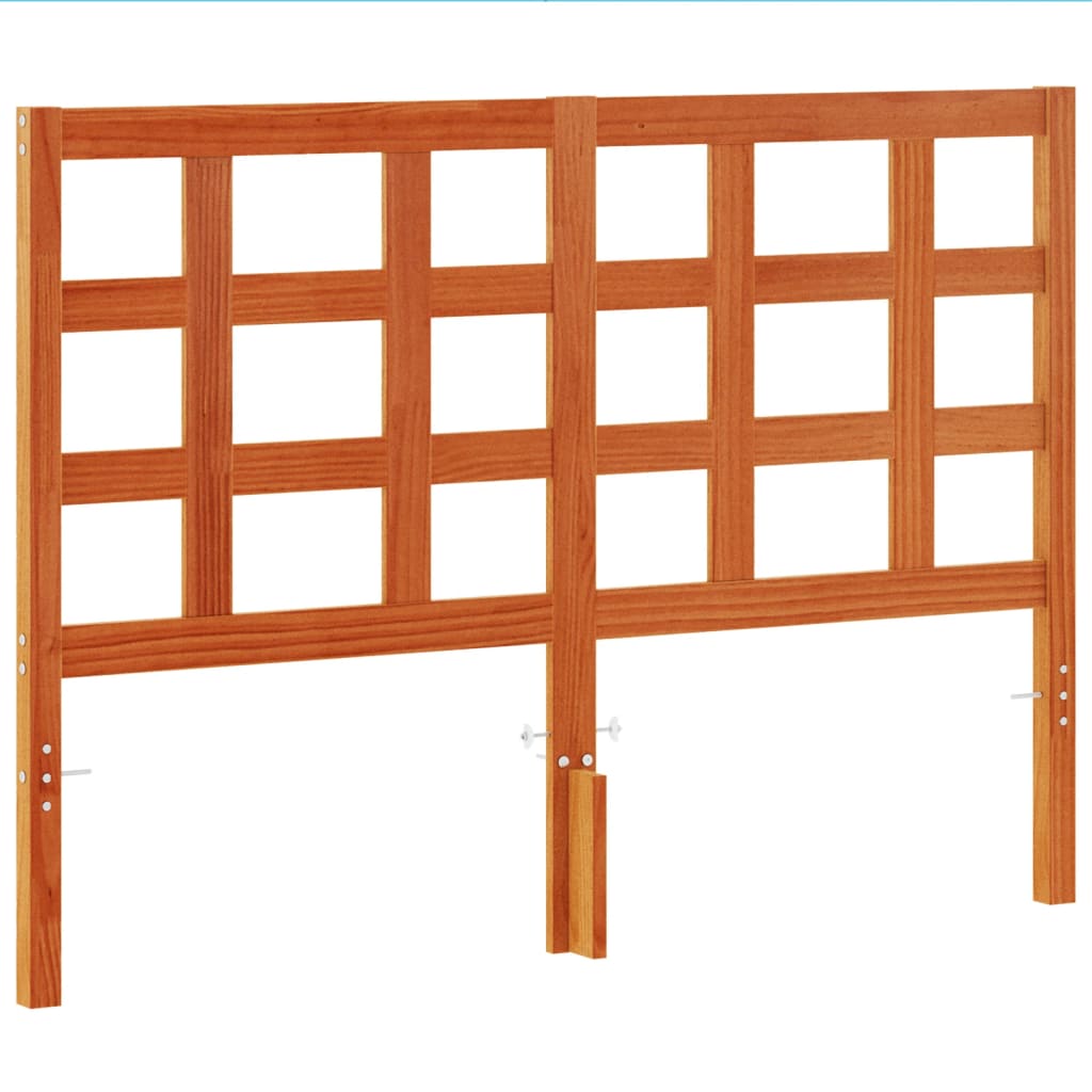 Vidaxl cabecero de cama madera maciza de pino marrón cera 135 cm