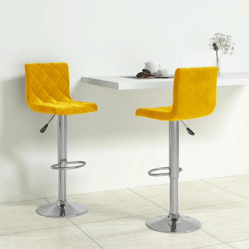 vidaXL Bancos de bar 2 pcs veludo amarelo mostarda