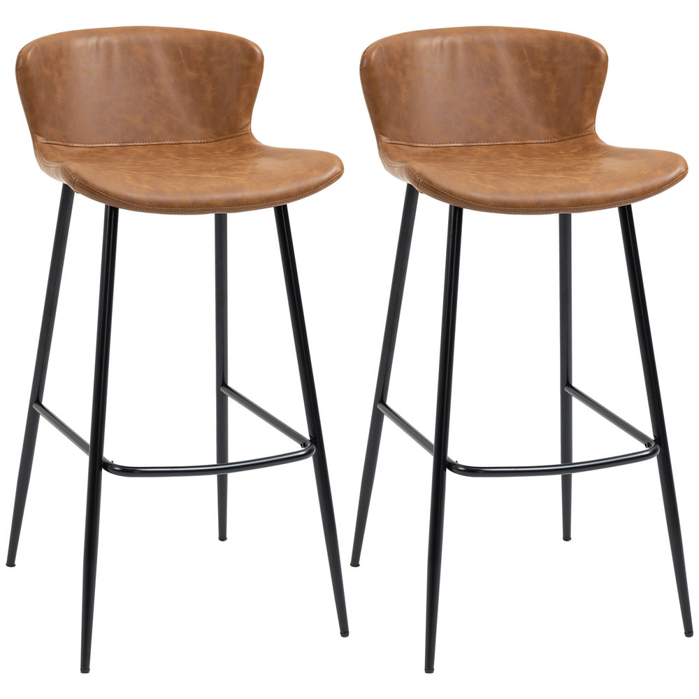 Taburetes de Bar Acero, PU HOMCOM, hogar - cocina