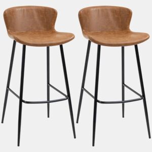 HOMCOM Conjunto de 2 Bancos Altos de Cozinha Bancos Altos de Cozinha com Encosto Estofado em PU Carga 120 kg para Bar Sala de Jantar 45x49x94,6 cm Marrom