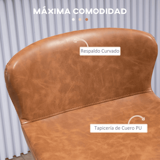 HOMCOM Conjunto de 2 Bancos Altos de Cozinha Bancos Altos de Cozinha com Encosto Estofado em PU Carga 120 kg para Bar Sala de Jantar 45x49x94,6 cm Marrom