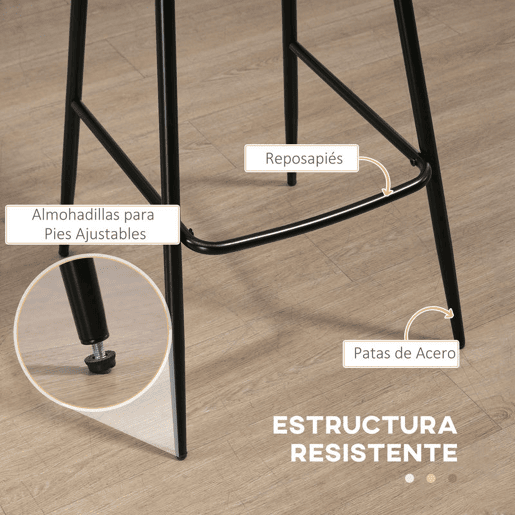 HOMCOM Conjunto de 2 Bancos Altos de Cozinha Bancos Altos de Cozinha com Encosto Estofado em PU Carga 120 kg para Bar Sala de Jantar 45x49x94,6 cm Marrom