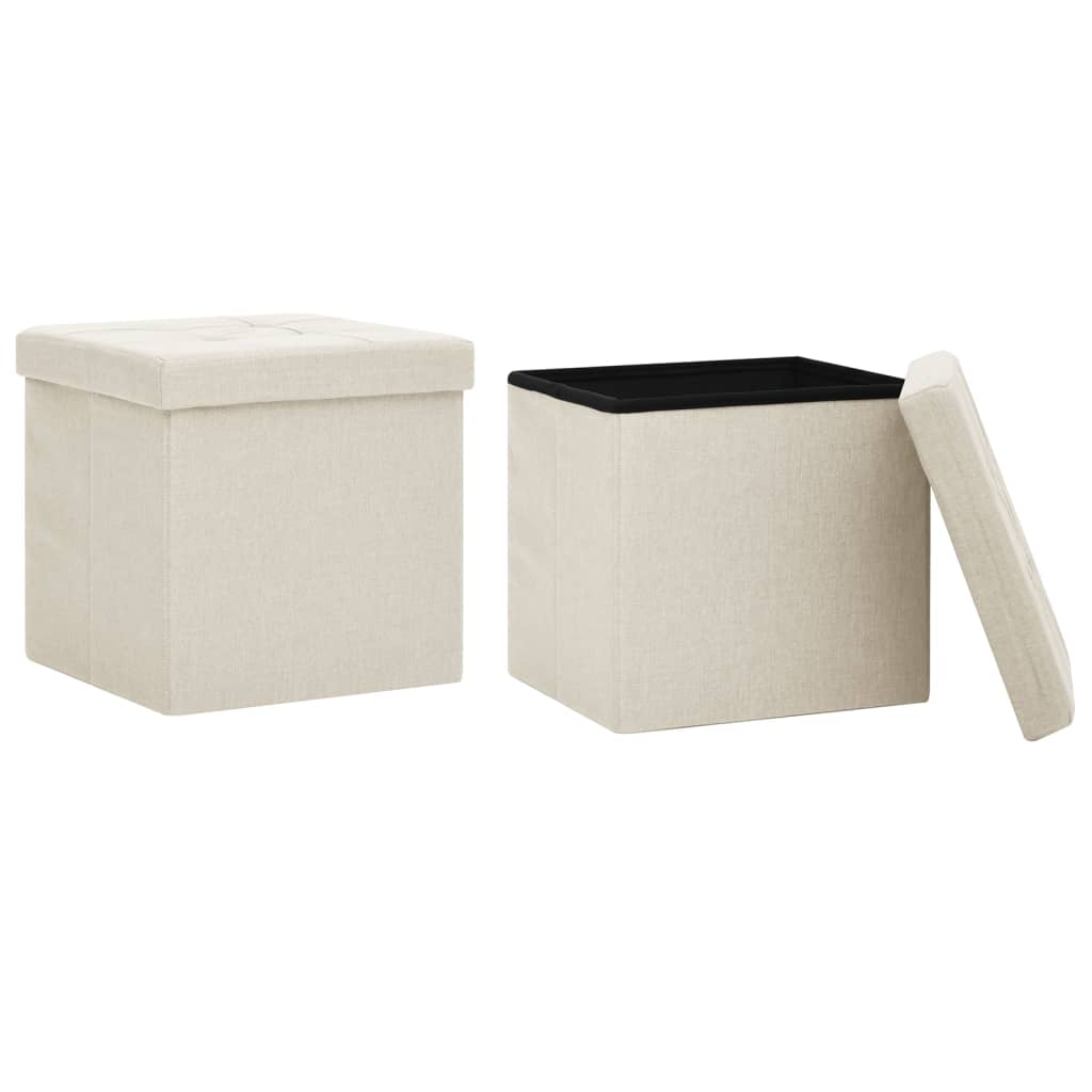 Taburetes De Almacenamiento Crema