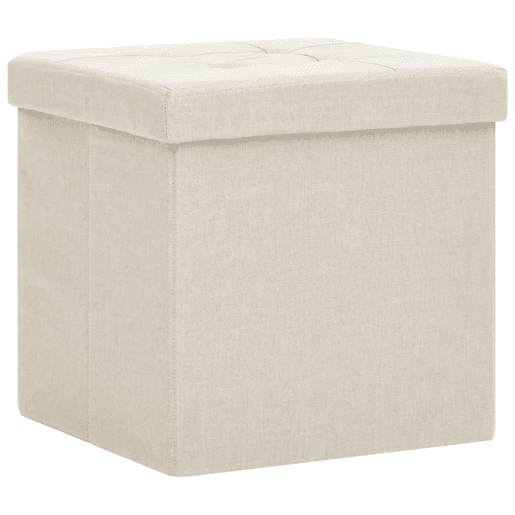vidaXL Bancos de arrumação dobráveis 2 pcs linho falso branco nata vidaXL Bancos de arrumação dobráveis 2 pcs linho falso branco nata