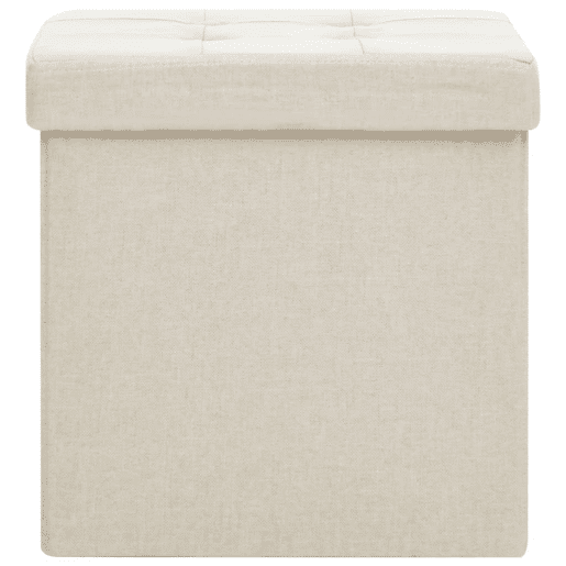 vidaXL Bancos de arrumação dobráveis 2 pcs linho falso branco nata vidaXL Bancos de arrumação dobráveis 2 pcs linho falso branco nata