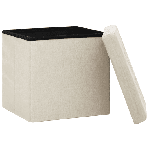 vidaXL Bancos de arrumação dobráveis 2 pcs linho falso branco nata vidaXL Bancos de arrumação dobráveis 2 pcs linho falso branco nata