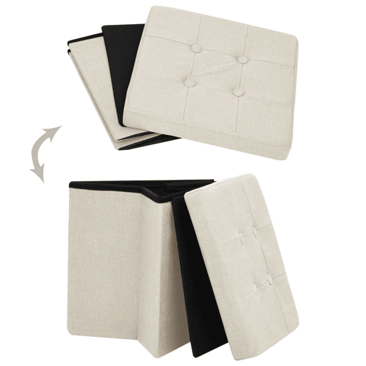 vidaXL Bancos de arrumação dobráveis 2 pcs linho falso branco nata vidaXL Bancos de arrumação dobráveis 2 pcs linho falso branco nata