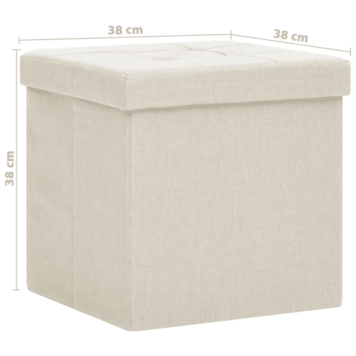 vidaXL Bancos de arrumação dobráveis 2 pcs linho falso branco nata vidaXL Bancos de arrumação dobráveis 2 pcs linho falso branco nata