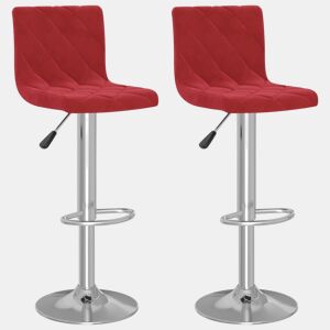 vidaXL Bancos de bar 2 pcs veludo vermelho tinto