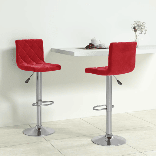 vidaXL Bancos de bar 2 pcs veludo vermelho tinto vidaXL Bancos de bar 2 pcs veludo vermelho tinto