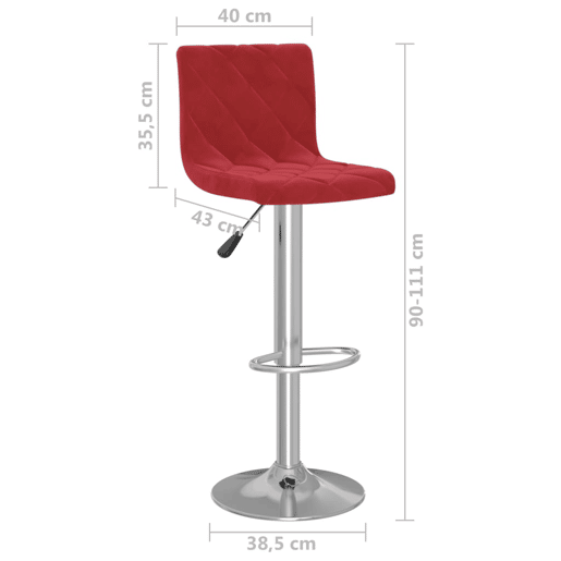 vidaXL Bancos de bar 2 pcs veludo vermelho tinto vidaXL Bancos de bar 2 pcs veludo vermelho tinto