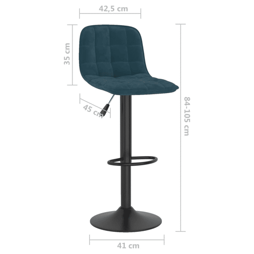 vidaXL Bancos de bar 2 pcs veludo azul