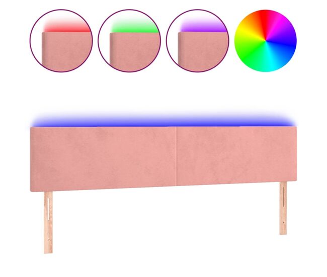 Cabecero con led de terciopelo rosa 180x5x78/88 cm