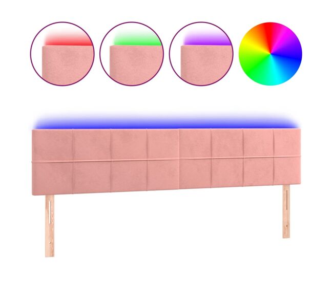 Cabecero con led de terciopelo rosa 180x5x78/88 cm