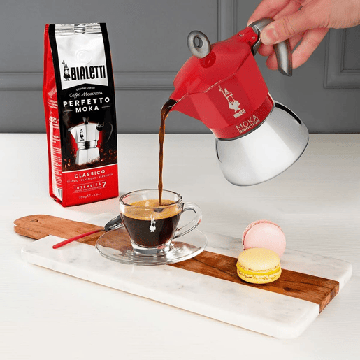 Cafeteira Italiana Bialetti Moka Induction Preto Vermelho Metal Aço inoxidável Alumínio 150 ml 200 ml 4 Kopjes (1 Peça)