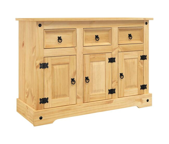 Vidaxl aparador "corona" marrón 112x44x78 cm madera maciza de pino mexicano