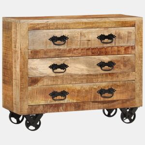 vidaXL Aparador c 3 gavetas 80x30x65 madeira mangueira maciça áspera