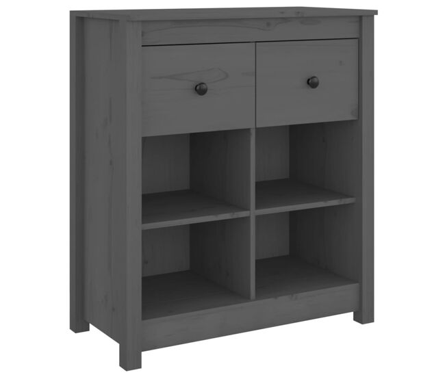 Vidaxl aparador de madera maciza de pino gris 70x35x80 cm