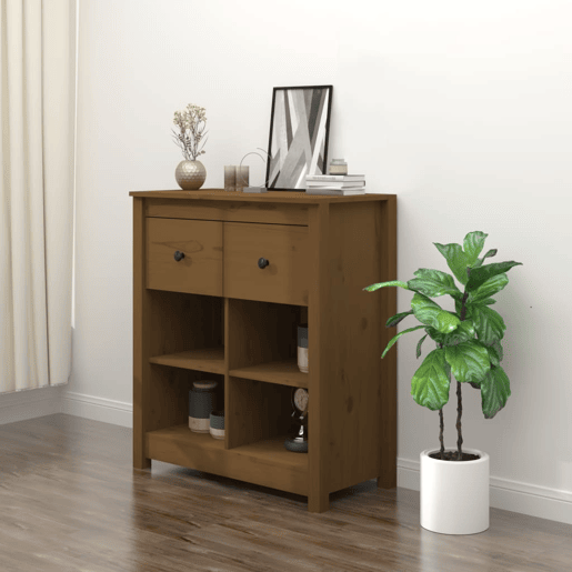 vidaXL Aparador 70x35x80 cm madeira de pinho maciça castanho mel vidaXL Aparador 70x35x80 cm madeira de pinho maciça castanho mel