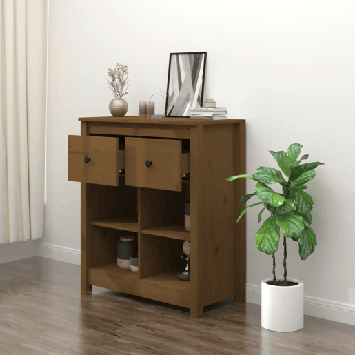 vidaXL Aparador 70x35x80 cm madeira de pinho maciça castanho mel vidaXL Aparador 70x35x80 cm madeira de pinho maciça castanho mel