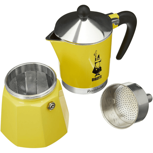 Cafeteira Italiana Bialetti Rainbow Amarelo Metal Alumínio 300 ml 6 Copos