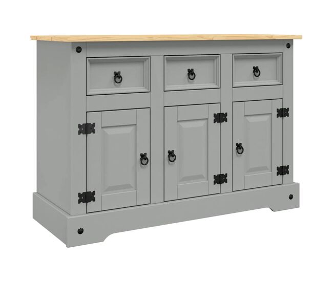 Vidaxl aparador corona madera maciza pino mexicano gris 112x43x78 cm