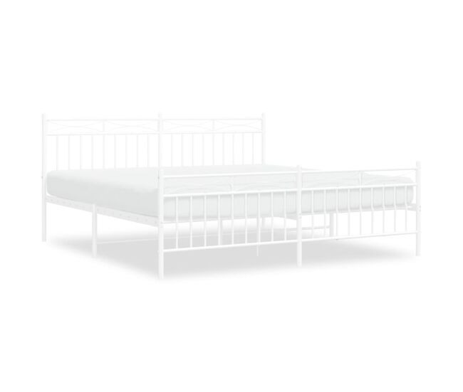 Estructura cama metal con cabecero y pie cama blanco 183x213 cm con cabecero y pie de cama