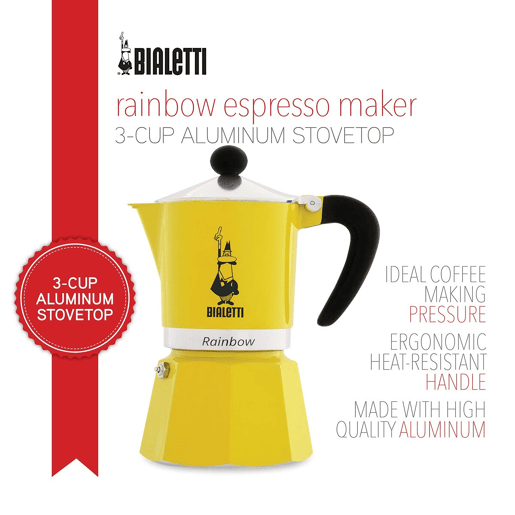 Cafeteira Italiana Bialetti Rainbow Alumínio 3 Kopjes