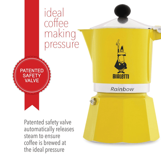 Cafeteira Italiana Bialetti Rainbow Alumínio 3 Kopjes